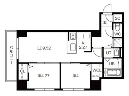 ASH MARUYAMA(2LDK/2階)の間取り写真