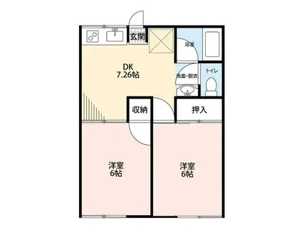 おもてなし壱番館(2DK/1階)の間取り写真