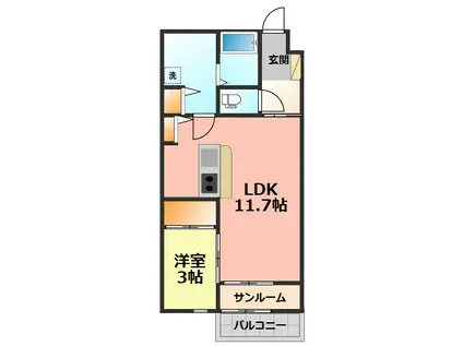 ベリアス エイト(1LDK/2階)の間取り写真
