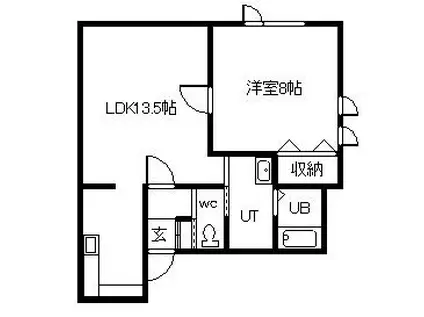 ツインクル壱番舘(1LDK/2階)の間取り写真