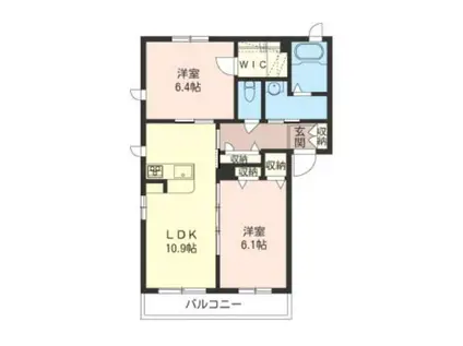 フェリーチェみなみ台(2LDK/2階)の間取り写真