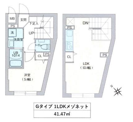 クリオ ラモード目黒洗足(1LDK/4階)の間取り写真