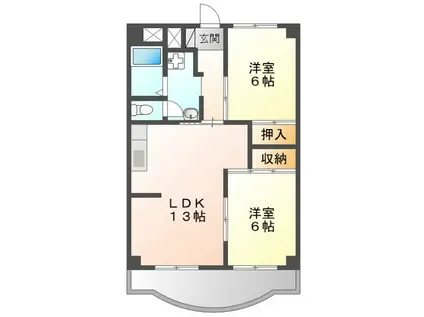 オリエンタルハイツ(2LDK/2階)の間取り写真