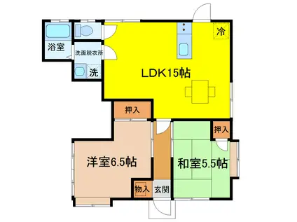 Nアパート2(2LDK/1階)の間取り写真