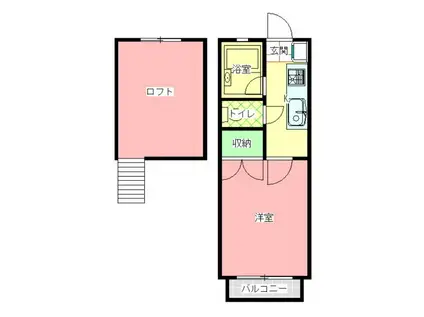 ツインヒルズ22(1K/2階)の間取り写真