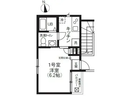 ディーアパートメントII(1K/1階)の間取り写真