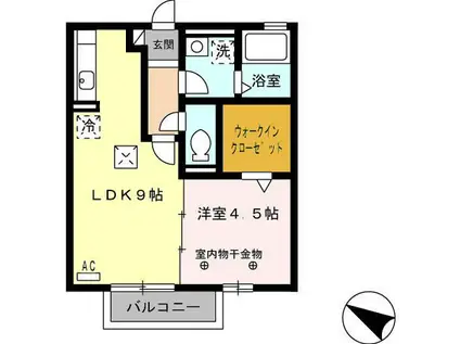 ラ・パールTWO(1LDK/1階)の間取り写真