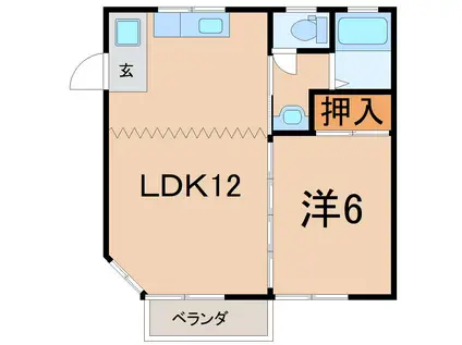 パレス平野II(1LDK/2階)の間取り写真