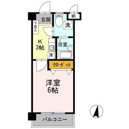 インペリアル宮前(1K/2階)の間取り写真