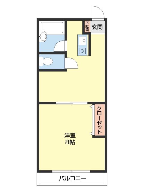 ブルーハイツ塩屋(1K/3階)の間取り写真