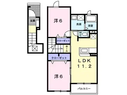 ベル フルール秋根III番館(2LDK/2階)の間取り写真