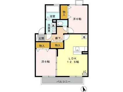 ルーラル諏訪A(2LDK/2階)の間取り写真