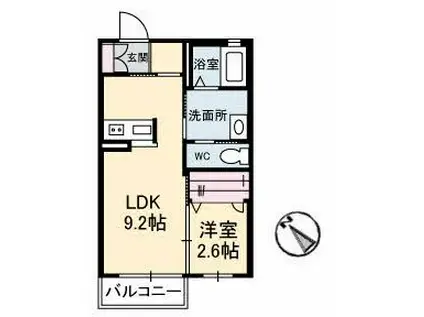 シャーメゾン唯(1LDK/2階)の間取り写真