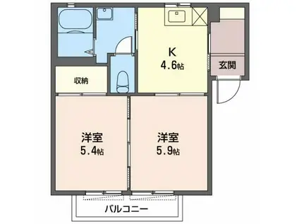 カルテット松富(2K/1階)の間取り写真
