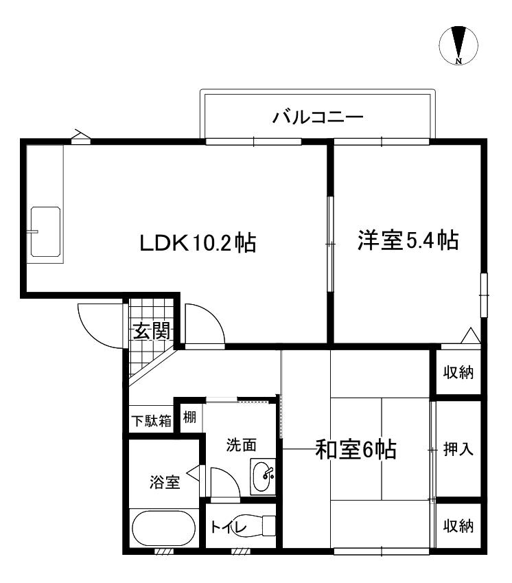 バリュージュ保田(2LDK/2階)の間取り写真