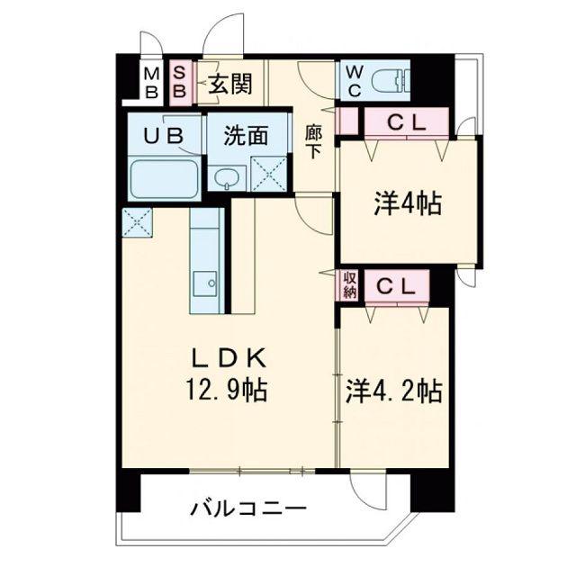 スプランディッド梅田ウエスト(2LDK/4階)の間取り写真