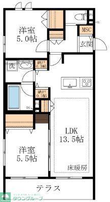 CASA TIGREカーサ ティグレ(2LDK/1階)の間取り写真