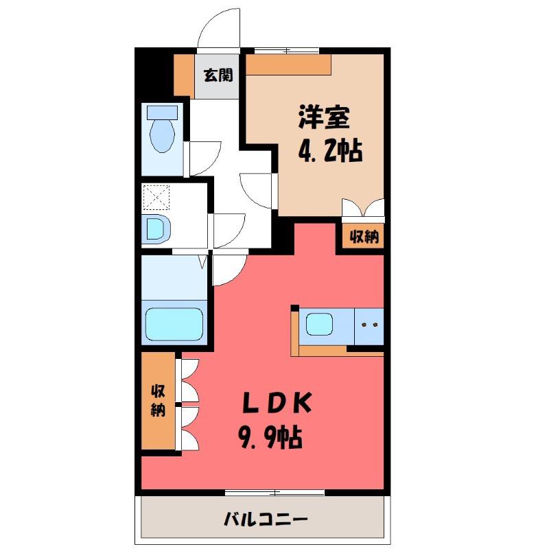 JR両毛線 伊勢崎駅 徒歩52分 2階建 築19年(1LDK/2階)の間取り写真
