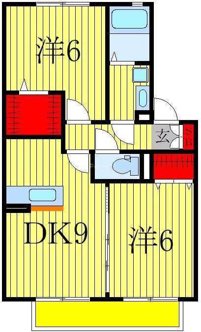 サンパティーク(2DK/2階)の間取り写真