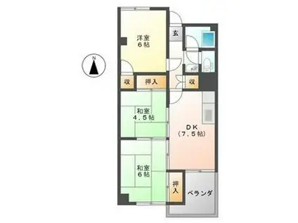 岩崎サンコーポ(3DK/2階)の間取り写真