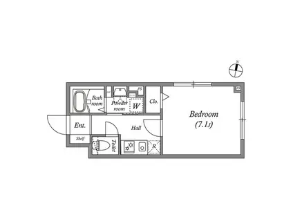 PASEO 渋谷本町(1K/1階)の間取り写真