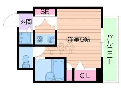 バードフェザー(1K/3階)の間取り写真