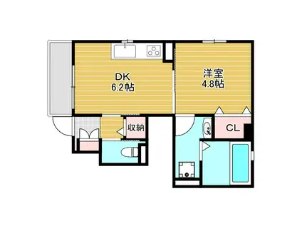 グラ―ティアム A棟(1DK/1階)の間取り写真