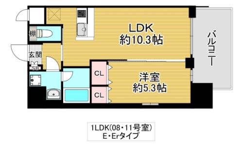 プレジオ城東(1LDK/2階)の間取り写真