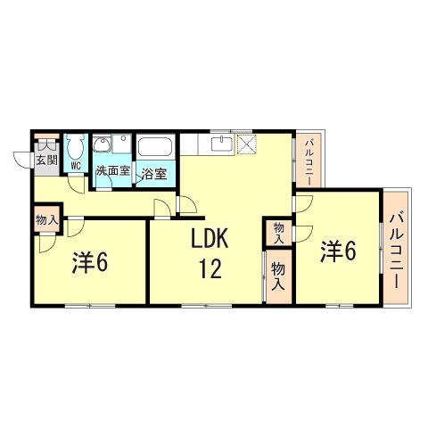 メゾンユタカ(2LK/2階)の間取り写真