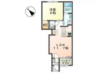 ウィステリア(1LDK/1階)の間取り写真