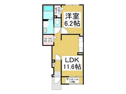 グランシャリオM(1LDK/1階)の間取り写真