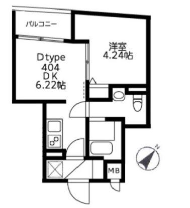 U RESIDENCE武蔵小山(1DK/B1階)の間取り写真