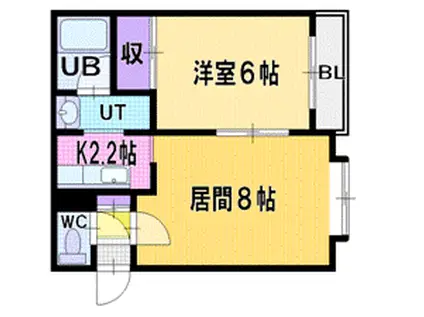 ホワイトハウス(1LDK/2階)の間取り写真