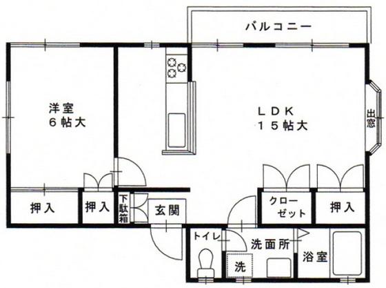 ハートフルハイツ下松(1LDK/1階)の間取り写真