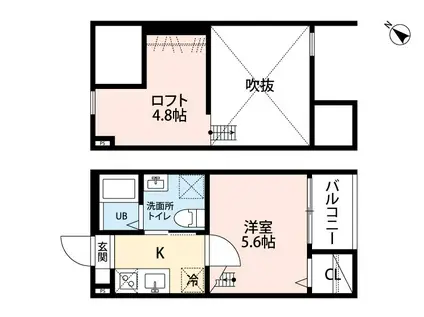 TROIS E TOILES(1K/1階)の間取り写真