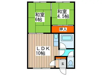 白樺ハイツ(2LDK/2階)の間取り写真