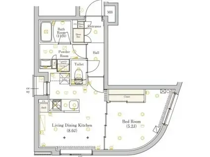 ミライズ中野哲学堂レジデンス(1LDK/4階)の間取り写真