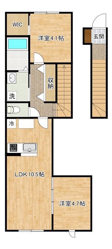 SUN VIA下到津(2LDK/2階)の間取り写真