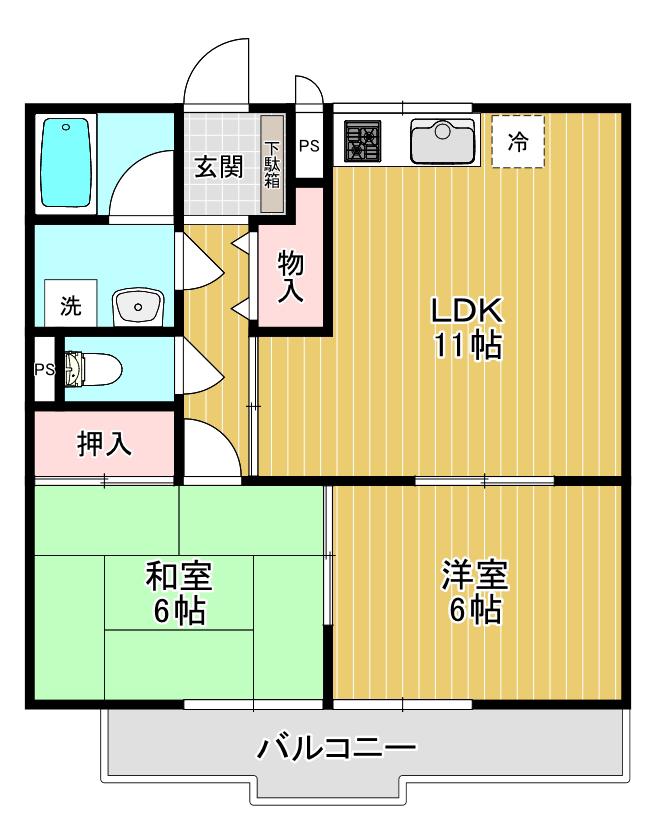 CASA(2LDK/3階)の間取り写真