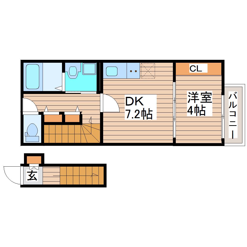 BAU黒松イースト(1DK/2階)の間取り写真