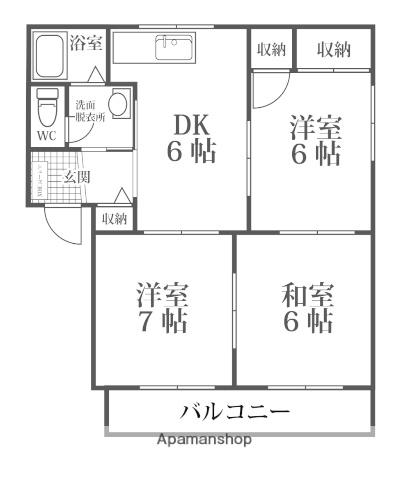 メルベーユ16(3DK/2階)の間取り写真