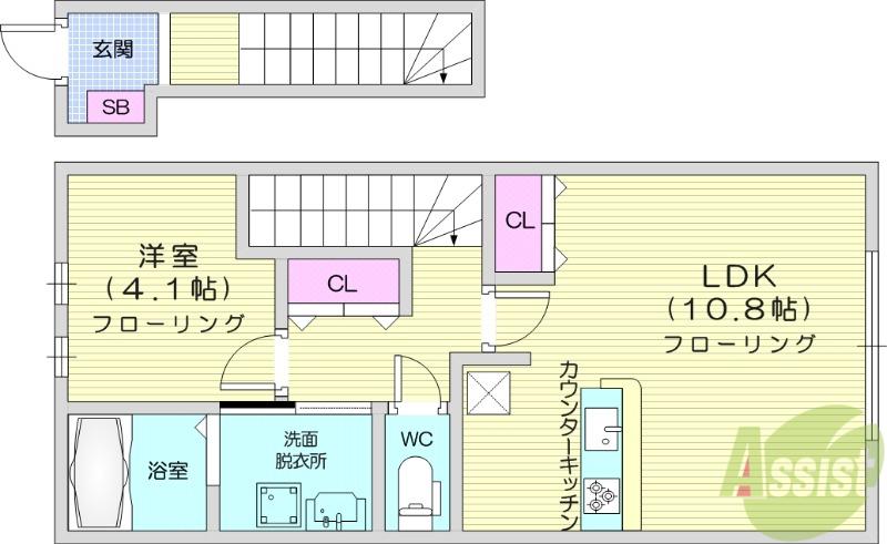 メゾンドプルーン北山(1LDK/2階)の間取り写真