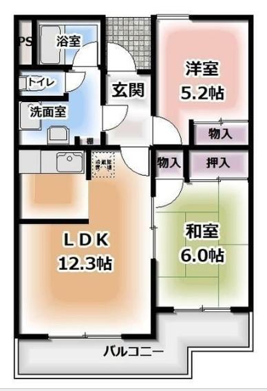 サンライズ千代田(2LDK/1階)の間取り写真