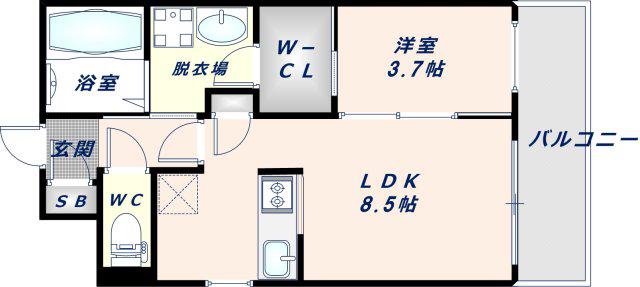 プレサンスNEO長堂アウローラ(1LDK/8階)の間取り写真