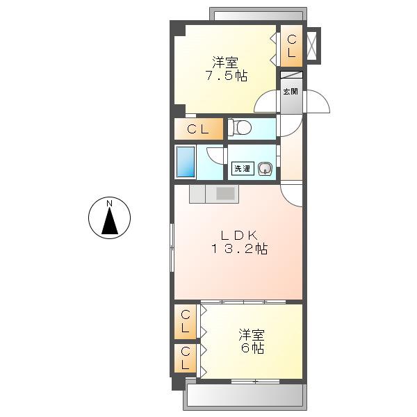 レージュ大和(2LDK/3階)の間取り写真
