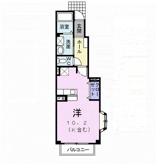 マ-ヴェラスB(ワンルーム/1階)の間取り写真