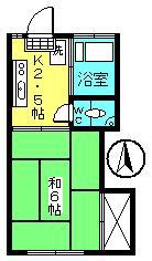 桃井3号館(1K/2階)の間取り写真