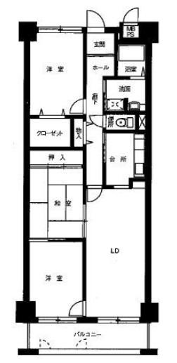 上郡播磨科学公園都市高層 1号棟(3LDK/3階)の間取り写真