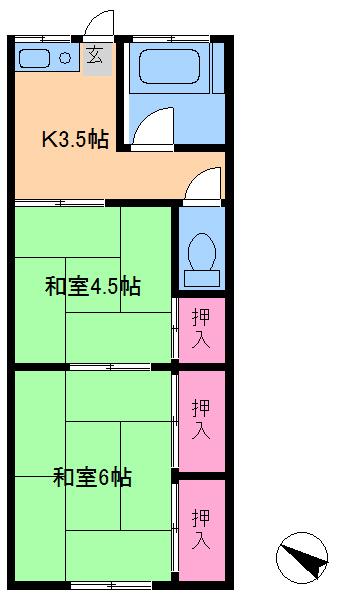 秀ハイツ(2K/1階)の間取り写真