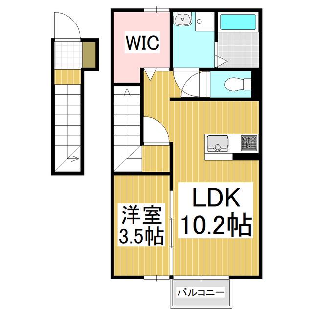 リ・ドーレA(1LDK/2階)の間取り写真